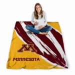 minnesota golden gophers brushstrokes maroon white blanket best selling