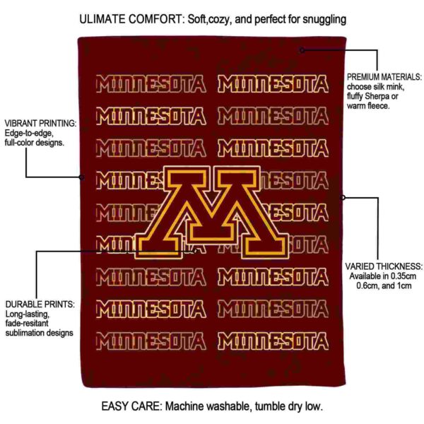 minnesota golden gophers fan pride maroon blanket new arrival