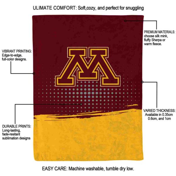 minnesota golden gophers gradient dots maroon blanket new arrival