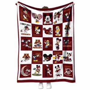 minnesota golden gophers mickey minnie maroon white blanket best selling