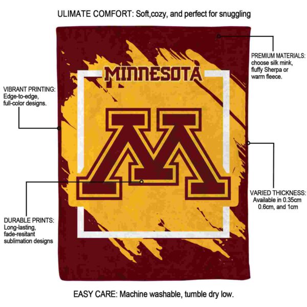 minnesota golden gophers splatter effect maroon blanket new arrival