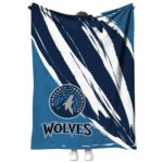 minnesota timberwolves brushstrokes midnight blue white blanket best selling
