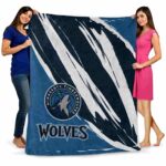 minnesota timberwolves brushstrokes midnight blue white blanket best selling