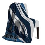 minnesota timberwolves brushstrokes midnight blue white blanket best selling