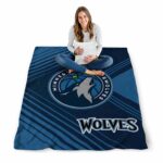 minnesota timberwolves diagonal stripes midnight blue blanket best selling