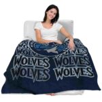 minnesota timberwolves fan pride midnight blue blanket best selling