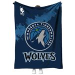 minnesota timberwolves grunge texture midnight blue blanket best selling