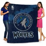 minnesota timberwolves grunge texture midnight blue blanket best selling