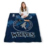 minnesota timberwolves grunge texture midnight blue blanket best selling