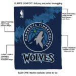 minnesota timberwolves grunge texture midnight blue blanket best selling