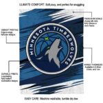 minnesota timberwolves paint streaks midnight blue white blanket best selling