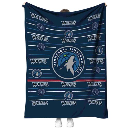 minnesota timberwolves striped pattern midnight blue blanket best selling