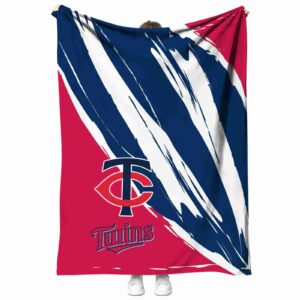 minnesota twins brushstrokes navy white blanket best selling