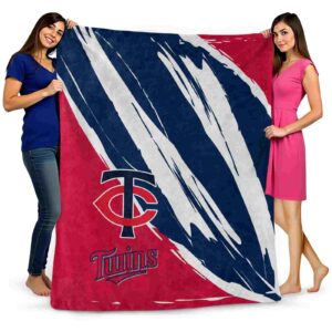 minnesota twins brushstrokes navy white blanket fashion forward