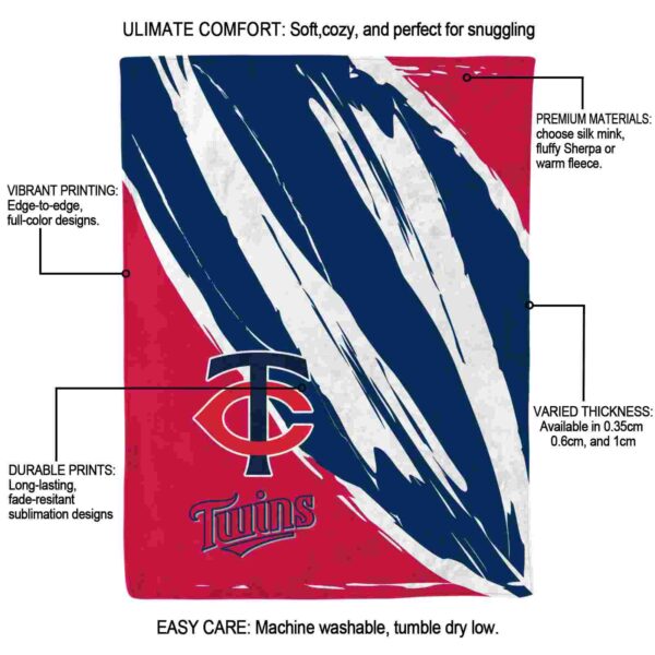 minnesota twins brushstrokes navy white blanket new arrival