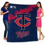minnesota twins grunge texture navy blanket best selling