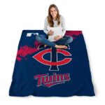 minnesota twins grunge texture navy blanket best selling