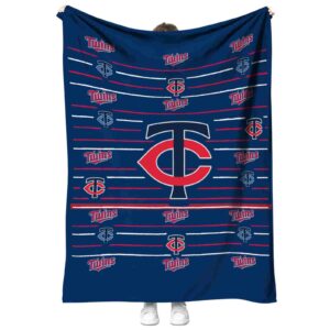 minnesota twins striped pattern navy blanket best selling