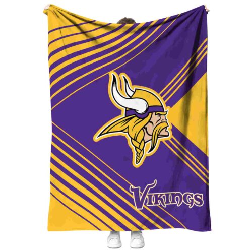 minnesota vikings diagonal stripes purple blanket best selling