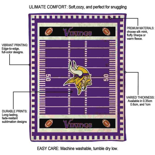 minnesota vikings football field purple blanket new arrival