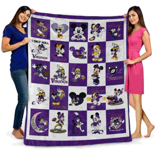 minnesota vikings mickey minnie purple white blanket fashion forward