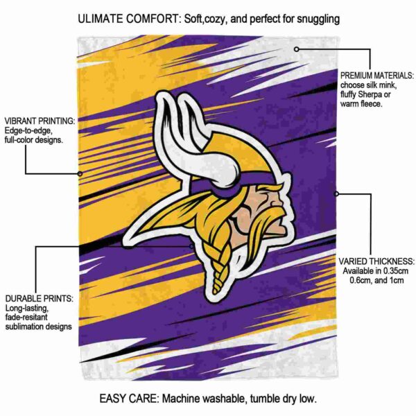 minnesota vikings paint streaks purple white blanket new arrival