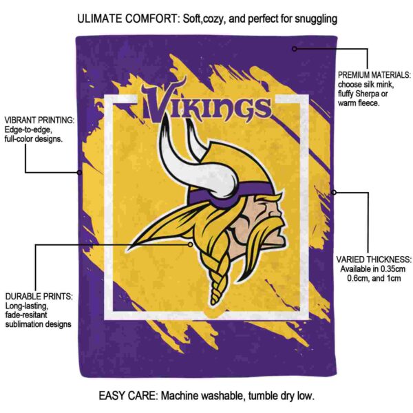 minnesota vikings splatter effect purple blanket new arrival
