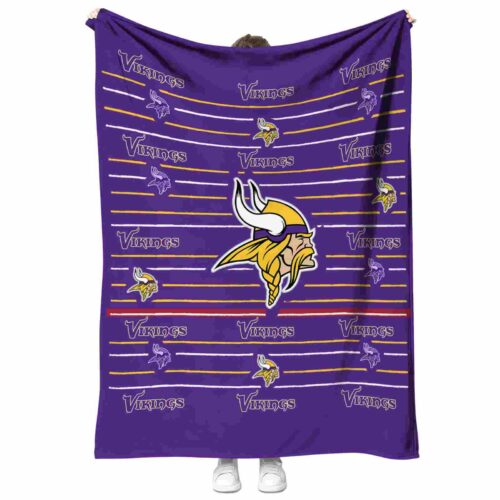 minnesota vikings striped pattern purple blanket best selling