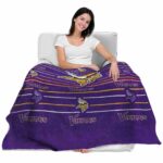 minnesota vikings striped pattern purple blanket latest model
