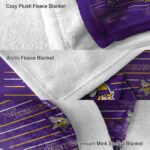 minnesota vikings striped pattern purple blanket premium grade