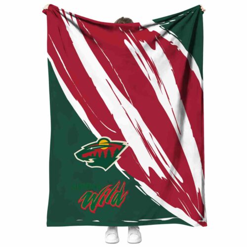 minnesota wild brushstrokes red white blanket best selling