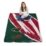 minnesota wild brushstrokes red white blanket best selling