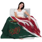 minnesota wild brushstrokes red white blanket best selling