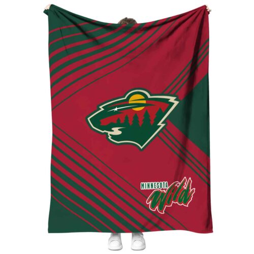 minnesota wild diagonal stripes red blanket best selling