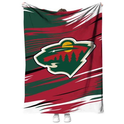 minnesota wild paint streaks red white blanket best selling