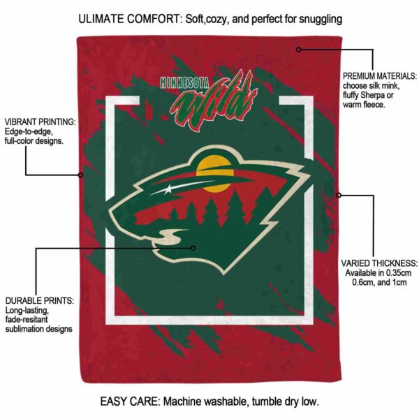 minnesota wild splatter effect red blanket new arrival