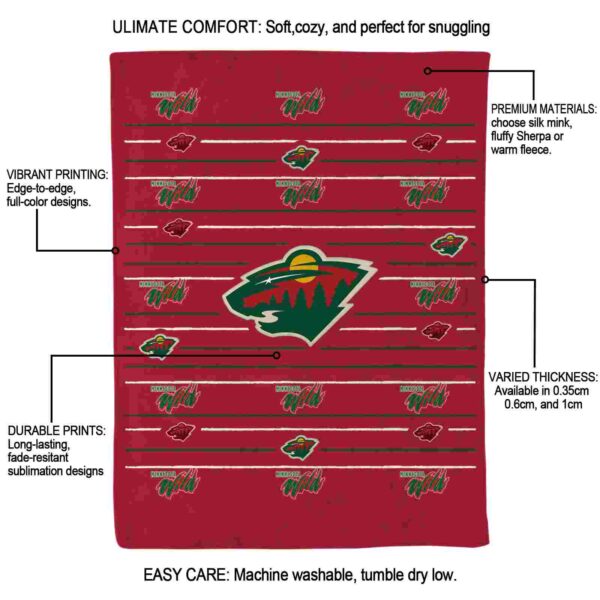 minnesota wild striped pattern red blanket new arrival