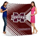 mississippi state bulldogs diagonal stripes maroon blanket best selling