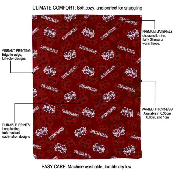 mississippi state bulldogs diehard fans maroon blanket new arrival