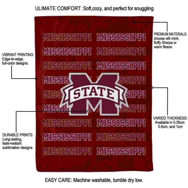 mississippi state bulldogs fan pride maroon blanket new arrival