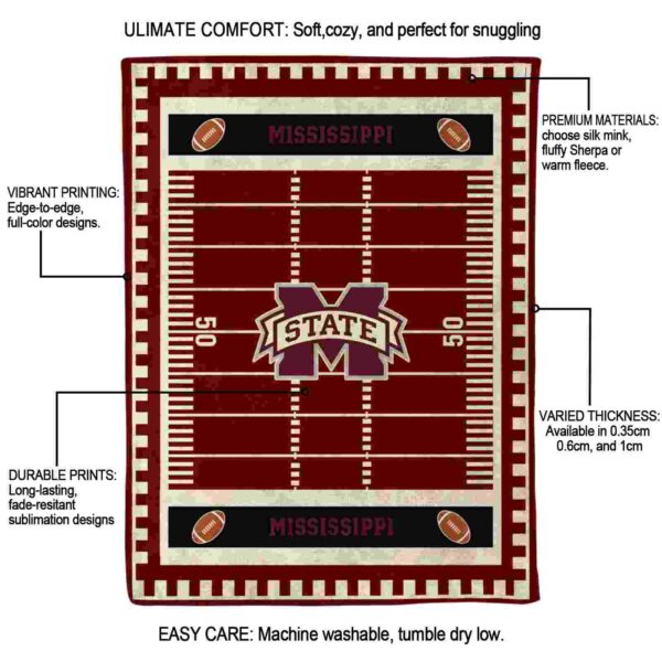 mississippi state bulldogs football field maroon blanket new arrival