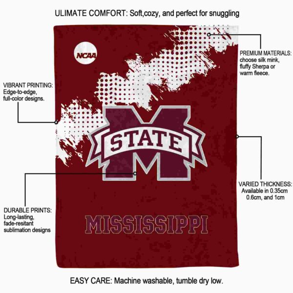 mississippi state bulldogs grunge texture maroon blanket new arrival