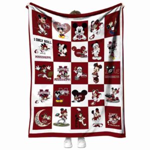 mississippi state bulldogs mickey minnie maroon white blanket best selling