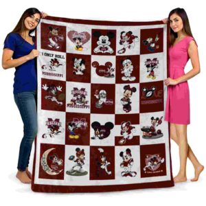 mississippi state bulldogs mickey minnie maroon white blanket fashion forward
