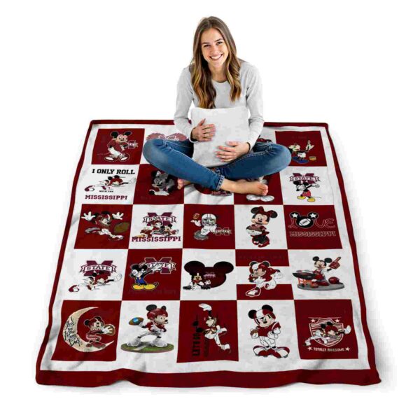 mississippi state bulldogs mickey minnie maroon white blanket high quality