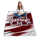 mississippi state bulldogs paint streaks maroon white blanket high quality