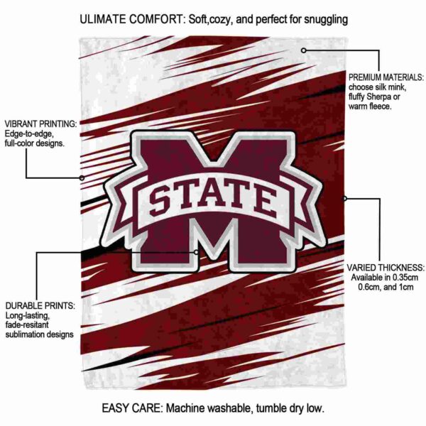 mississippi state bulldogs paint streaks maroon white blanket new arrival