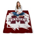 mississippi state bulldogs splatter effect maroon blanket high quality