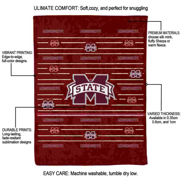 mississippi state bulldogs striped pattern maroon blanket new arrival