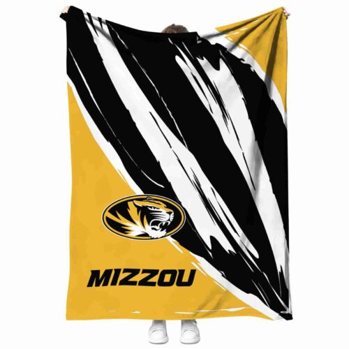 missouri tigers brushstrokes black white blanket best selling